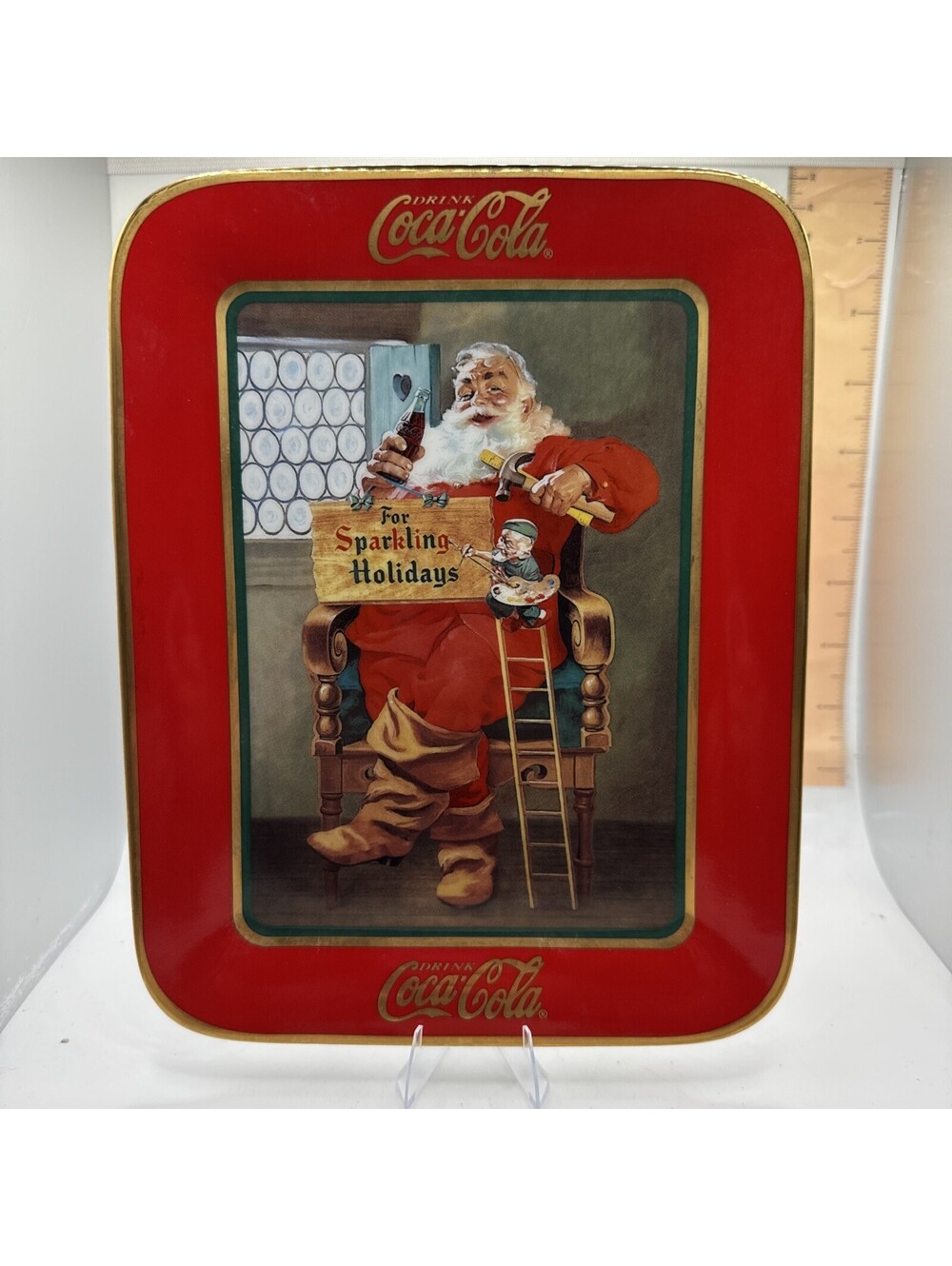 1996 Coca-Cola Franklin Mint Santa Claus Porcelain Plate For Sparkling Holidays